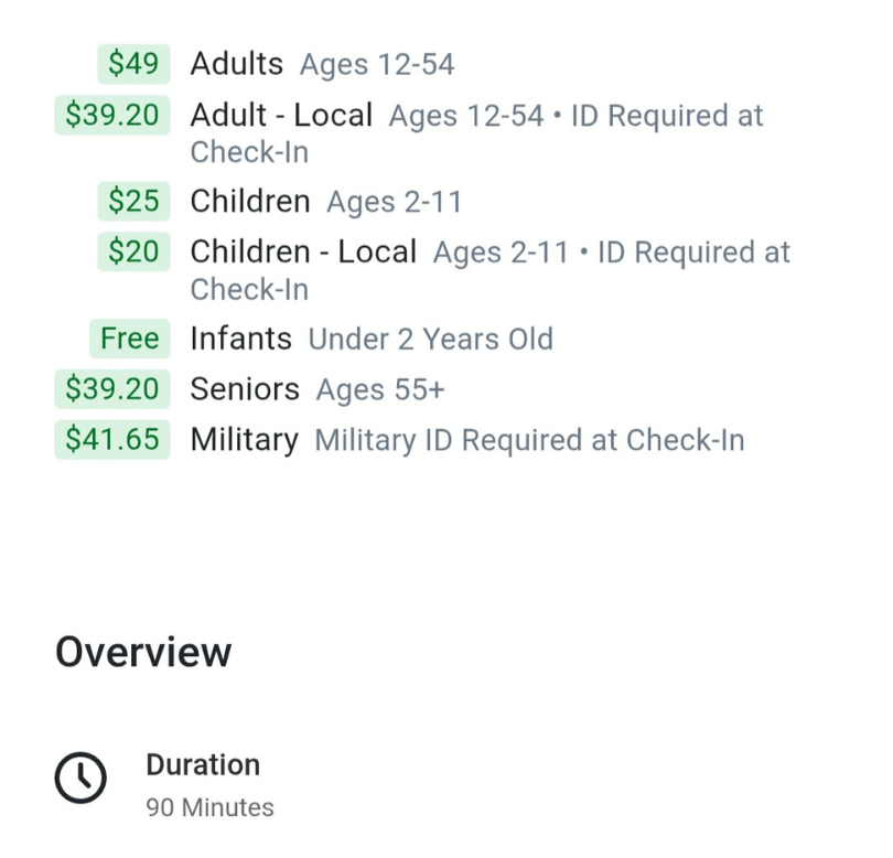 Ferry Ride Prices
